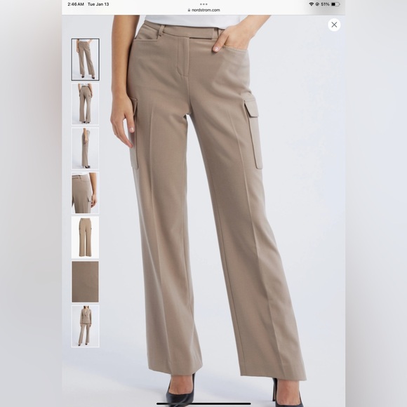 Tahari ASL Women's Tailored Straight-Leg Cargo Pants - Picture 2 of 5